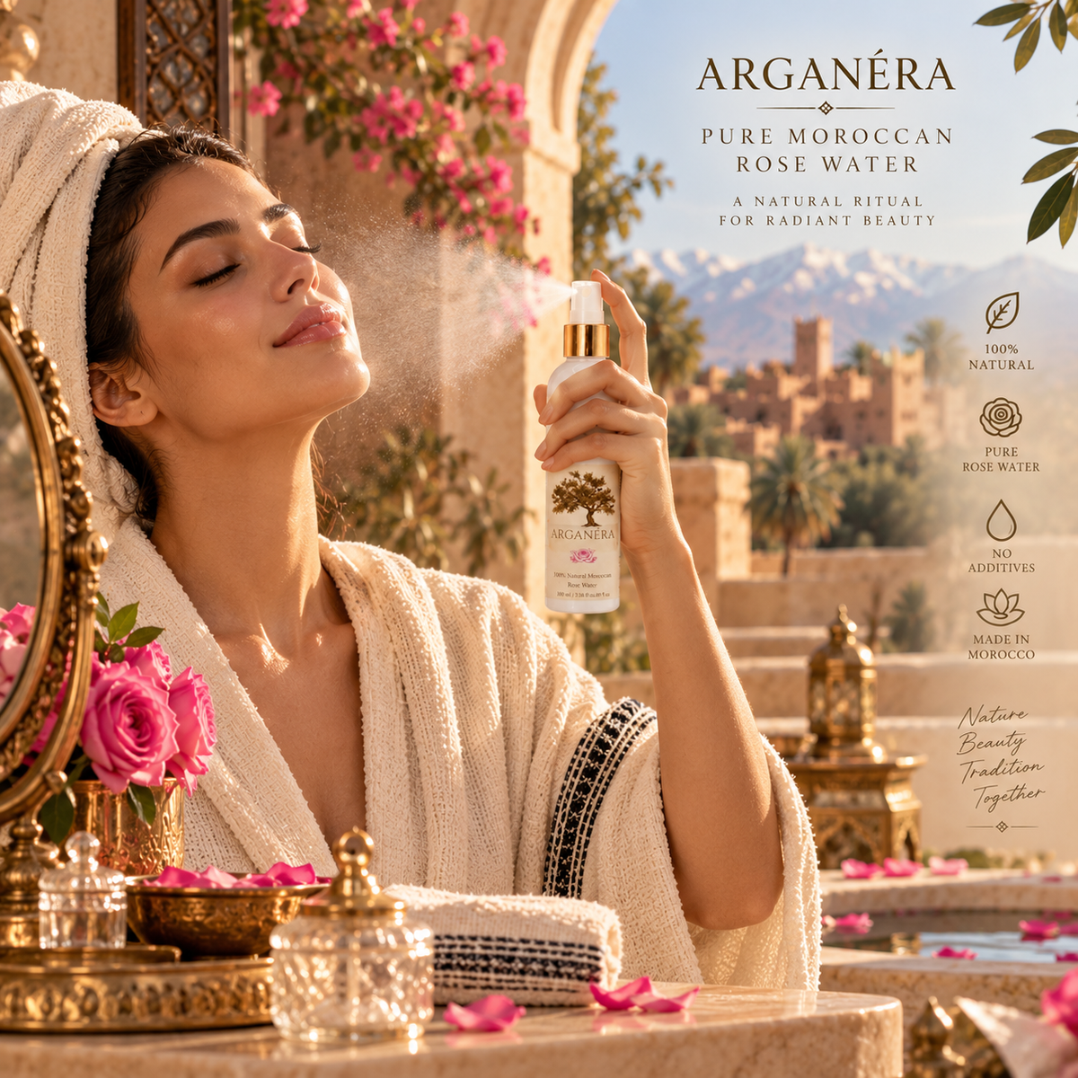 ARGANÉRA 100% Natural Moroccan Rose Water – 100 ml